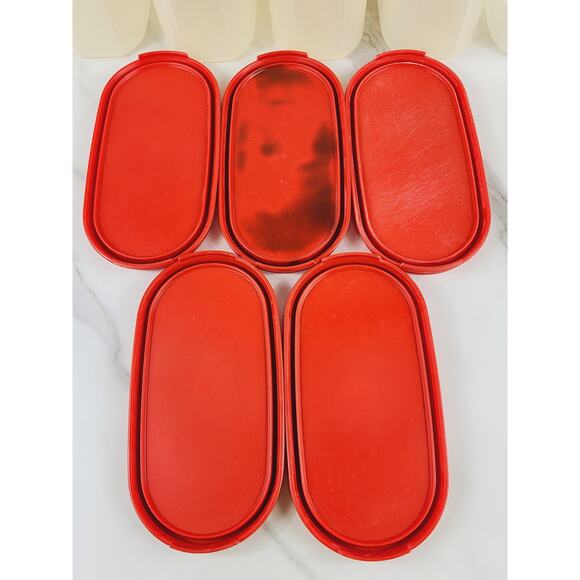 Tupperware Storage Container Set w/ Red Lid 2 Cups to 12 1/4 Cups USA x5 - Picture 12 of 16